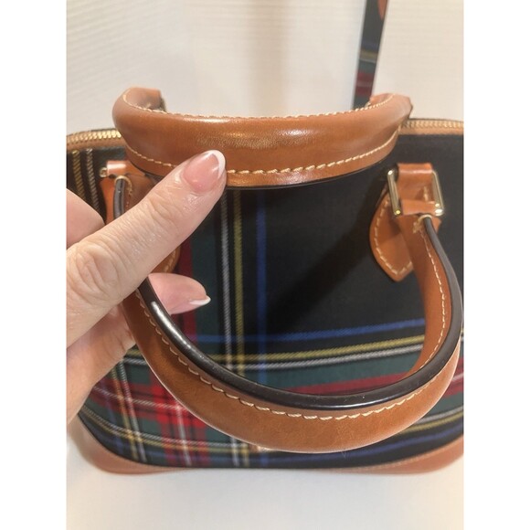 Dooney & Bourke Medium Double Zip Black Tartan Plaid Hand Bag Purse With Strap - Picture 9 of 16